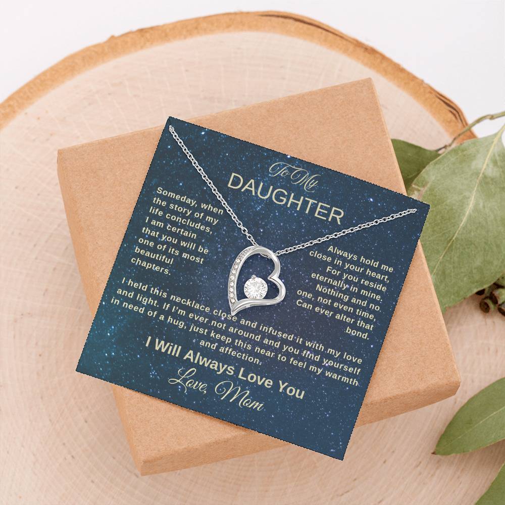 To My Daughter Necklace from Mom – Heart Pendant with Message Card – Meaningful Mother to Daughter Gift for Birthday, Graduation, or Just Because