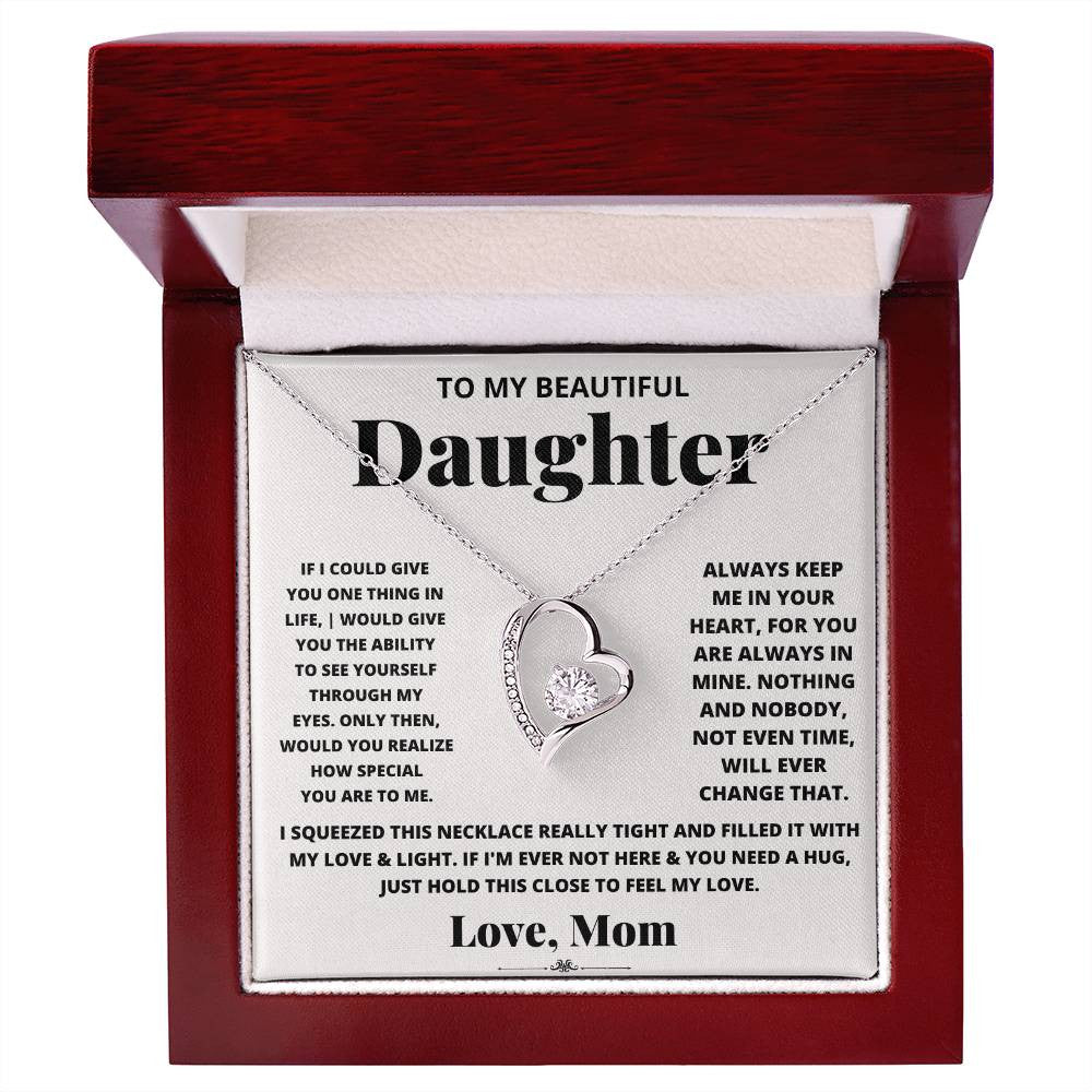 To Daughter Message Card Necklace,  Forever Love Necklace + Luxury Box