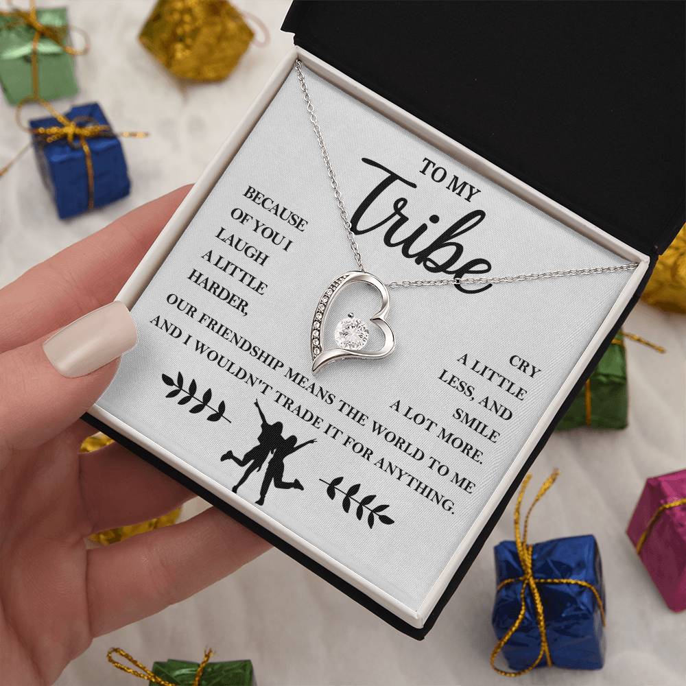 To My Tribe Necklace – Heart Pendant with Friendship Message Card – Meaningful Gift for Best Friends, Sisters, or Bridesmaids – “Our Friendship Means the World”