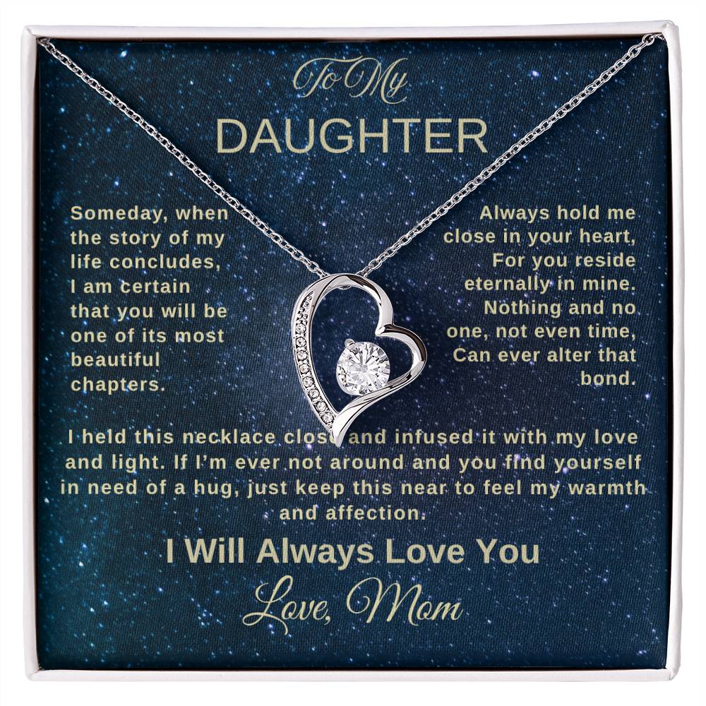 To My Daughter Necklace from Mom – Heart Pendant with Message Card – Meaningful Mother to Daughter Gift for Birthday, Graduation, or Just Because