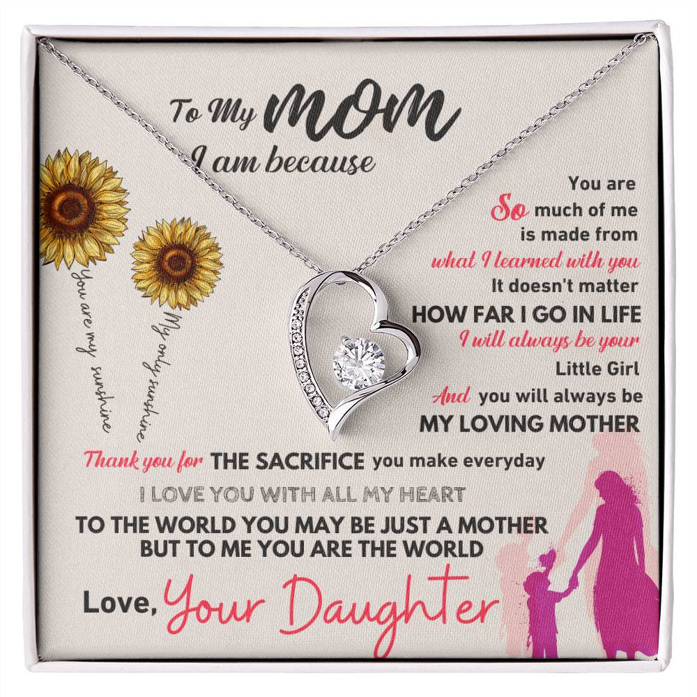To My Mom Message Jewelry, Forever Love Necklace,  Luxury Jewelry Box