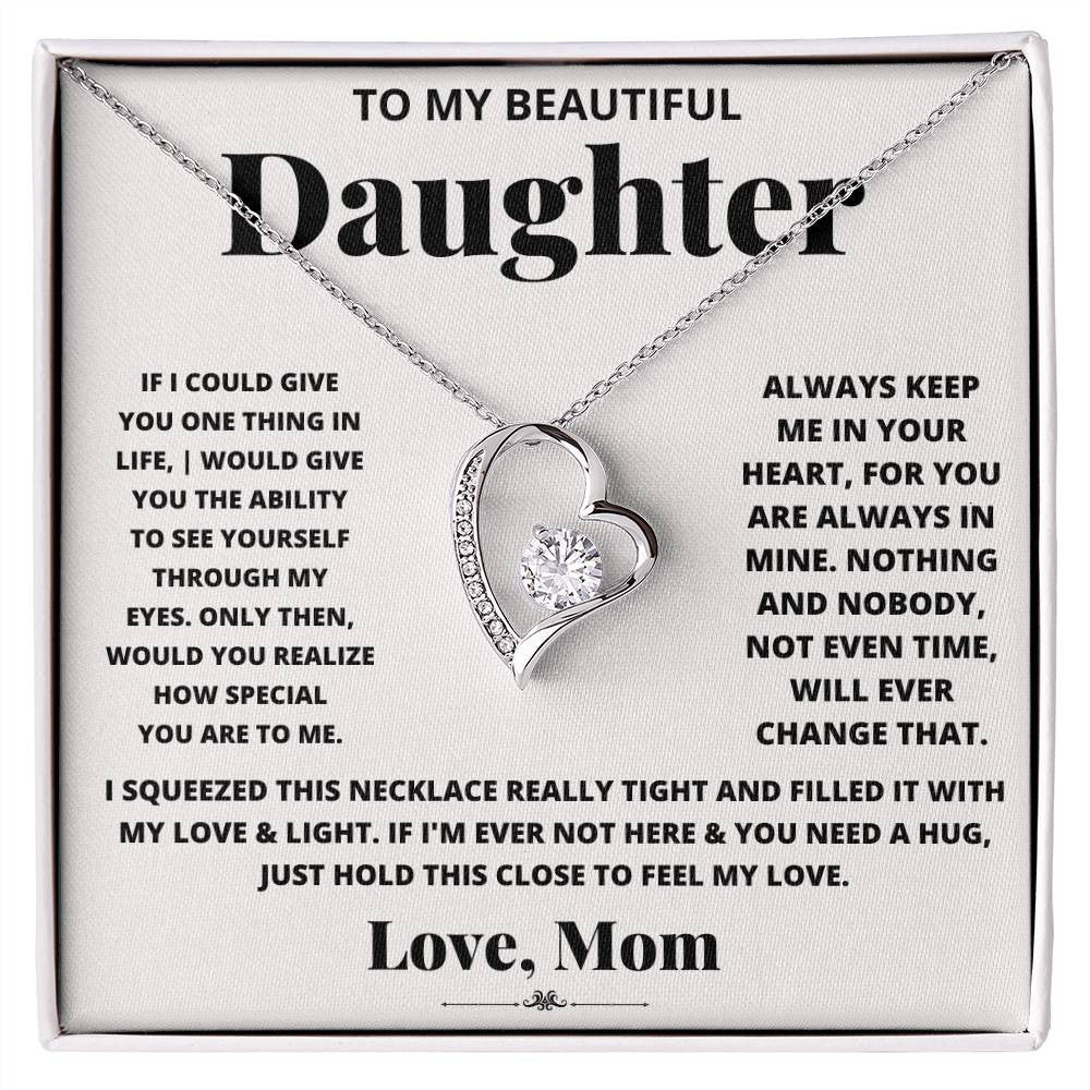 To My Daughter Message Jewelry, Forever Love Necklace,  Luxury Jewelry Box