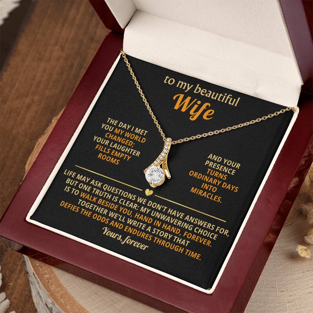 To My Wife Necklace – Love Pendant – Romantic Anniversary Gift from Husband – Strong Love Message Card Jewelry