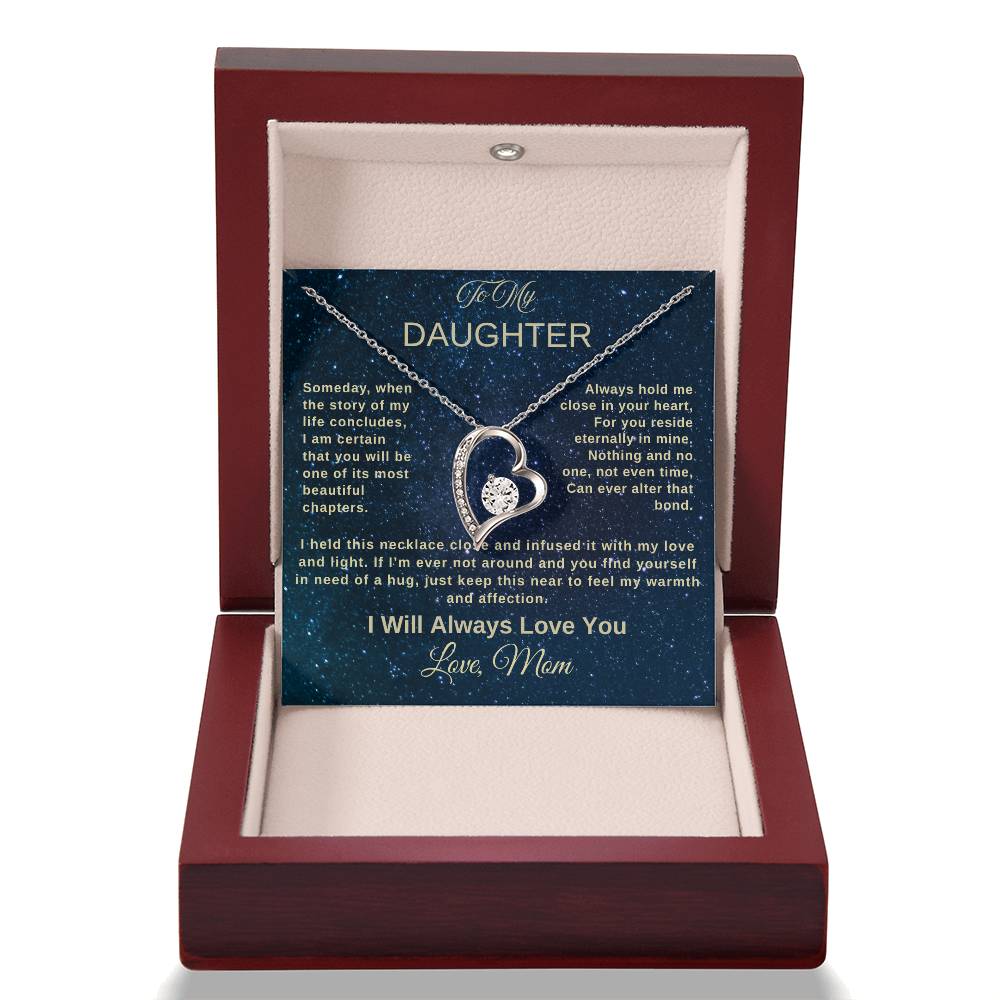 To My Daughter Necklace from Mom – Heart Pendant with Message Card – Meaningful Mother to Daughter Gift for Birthday, Graduation, or Just Because