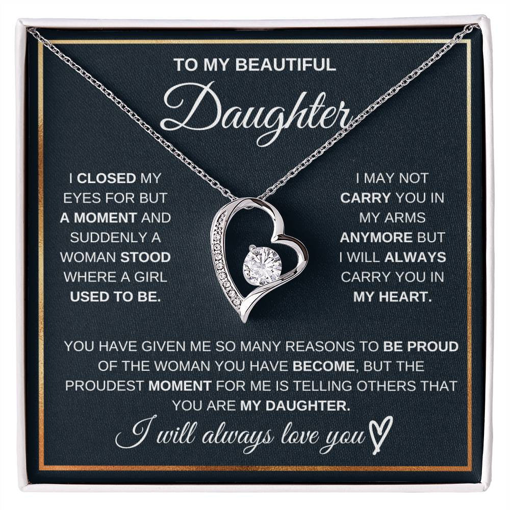 To My Daughter Message Jewelry, Forever Love Necklace,  Luxury Jewelry Box
