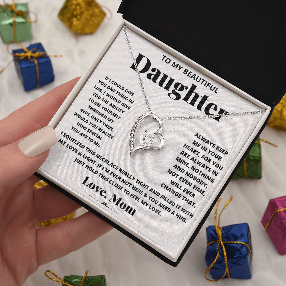 To My Daughter Message Jewelry, Forever Love Necklace,  Luxury Jewelry Box