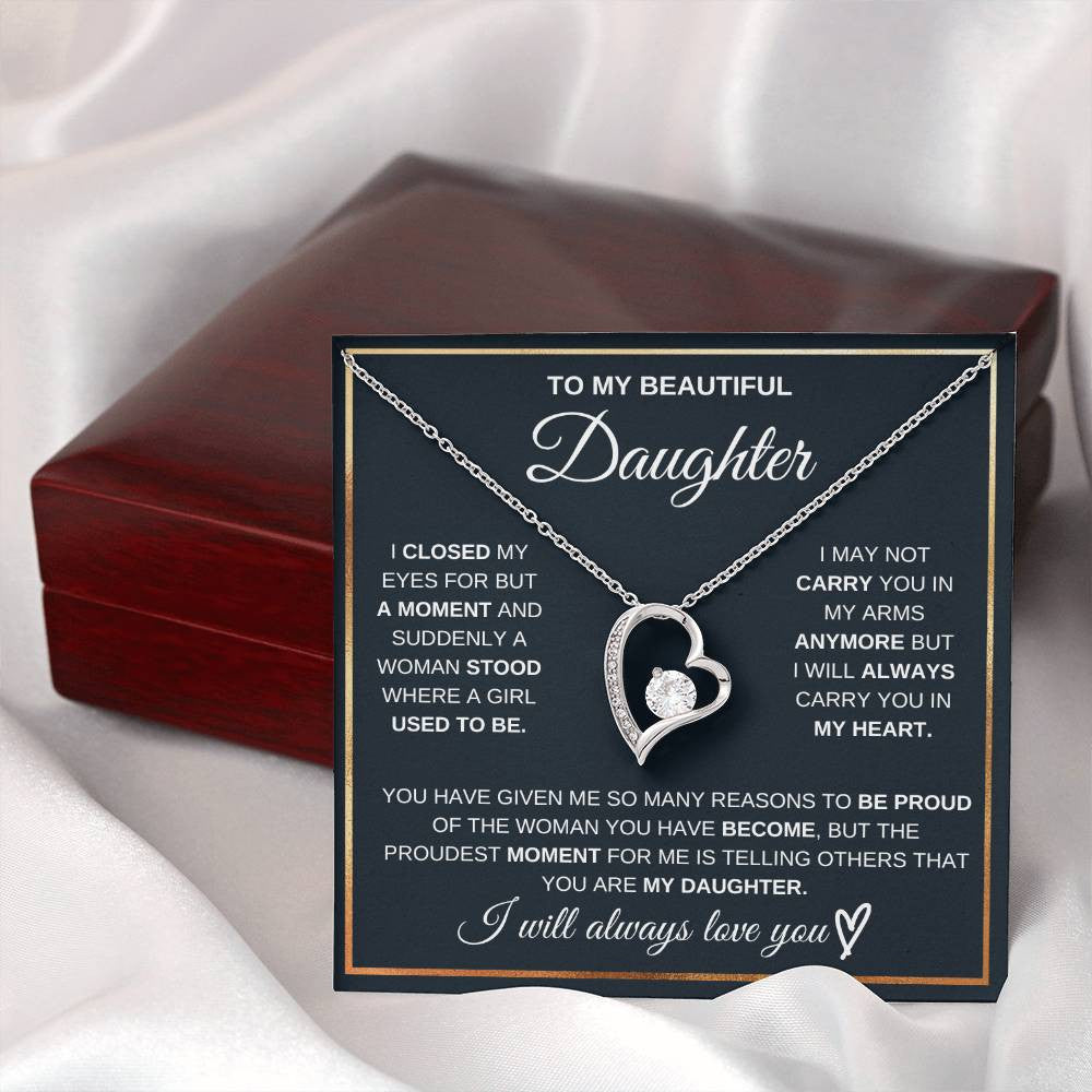 To My Daughter Message Jewelry, Forever Love Necklace,  Luxury Jewelry Box