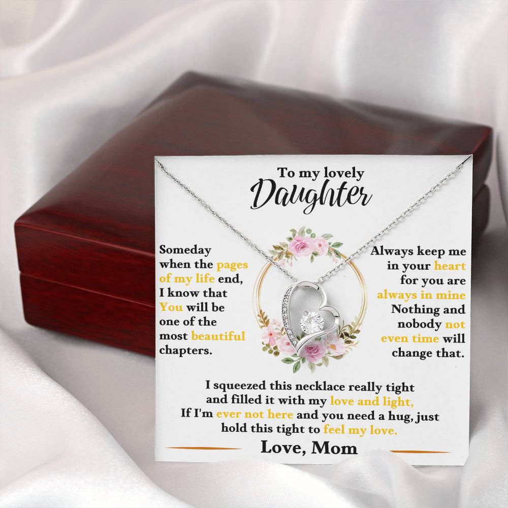 To My Daughter Jewelry Message, Forever Love Necklace,  Luxury Jewelry Box