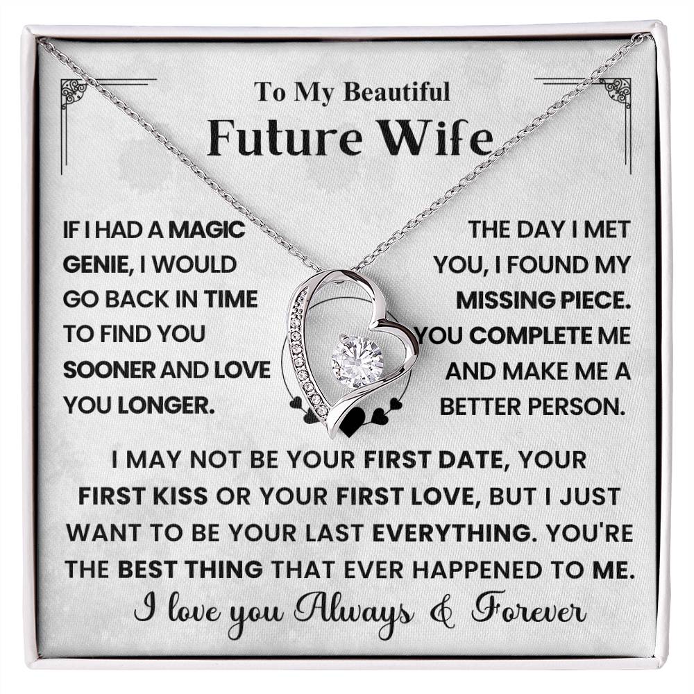 To My Beautiful Future Wife Necklace – Heart Pendant with Romantic Message Card – Engagement Gift, Proposal Keepsake, or Wedding Day Present from Fiancé