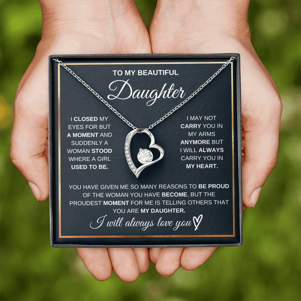 To My Daughter Message Jewelry, Forever Love Necklace,  Luxury Jewelry Box