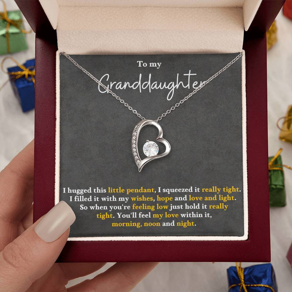 To My Granddaughter Message Jewelry, Forever Love Necklace, Luxury Jewelry Box