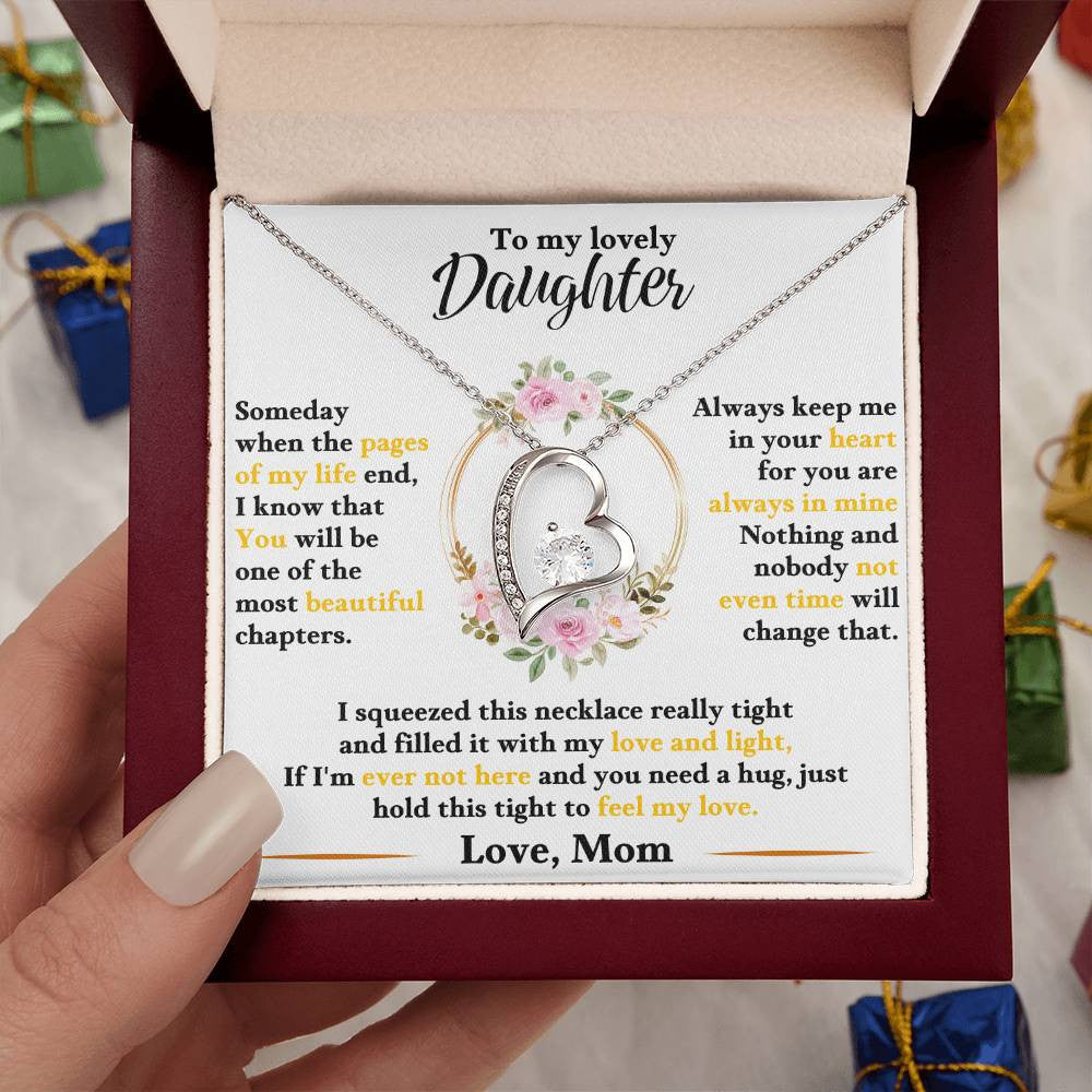 To My Daughter Jewelry Message, Forever Love Necklace,  Luxury Jewelry Box