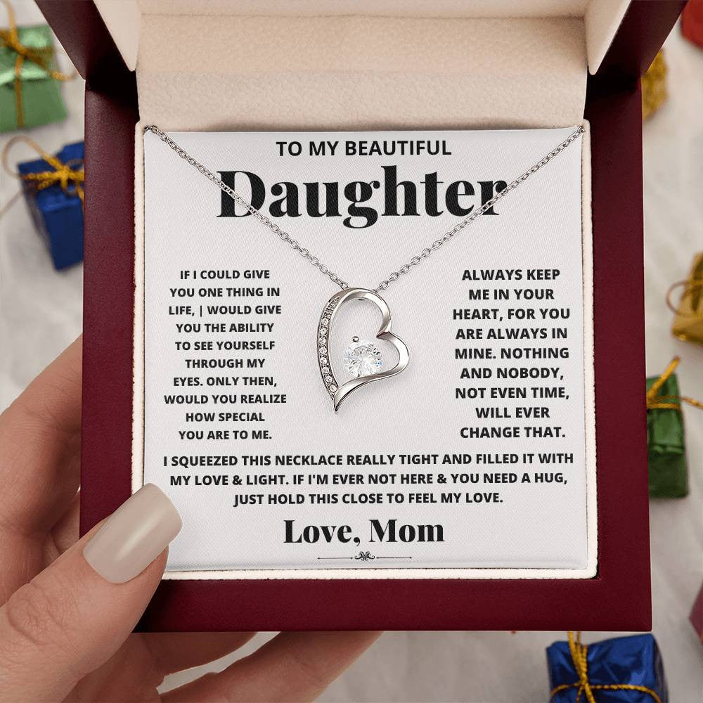 To My Daughter Message Jewelry, Forever Love Necklace,  Luxury Jewelry Box