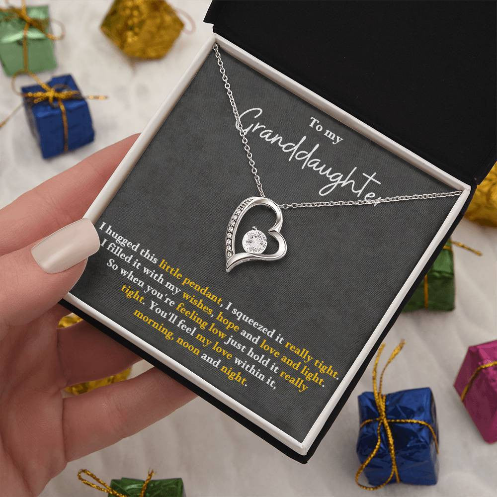 To My Granddaughter Message Jewelry, Forever Love Necklace, Luxury Jewelry Box