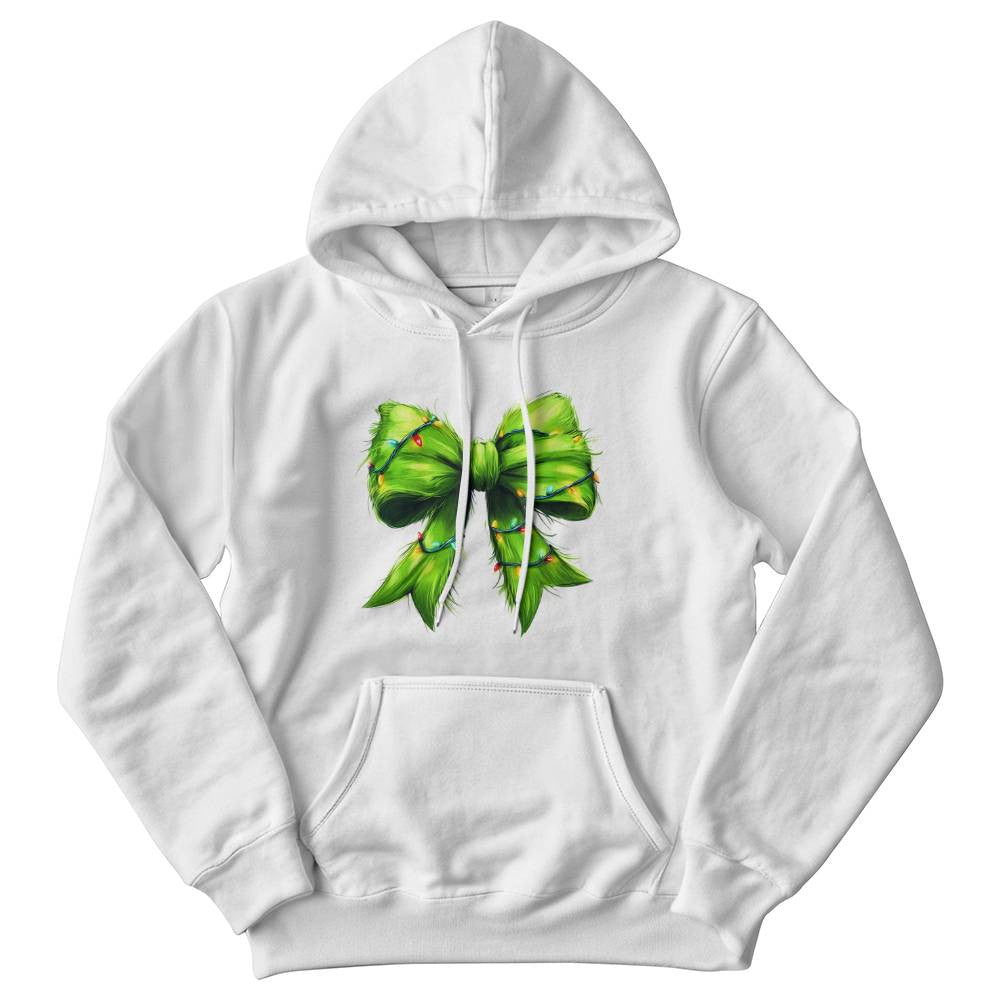 Christmas Green Bow with Lights Sweatshirt, Holiday Festive Wear, Comfortable Casual Top, Holiday Season Apparel, Christmas Gift Idea