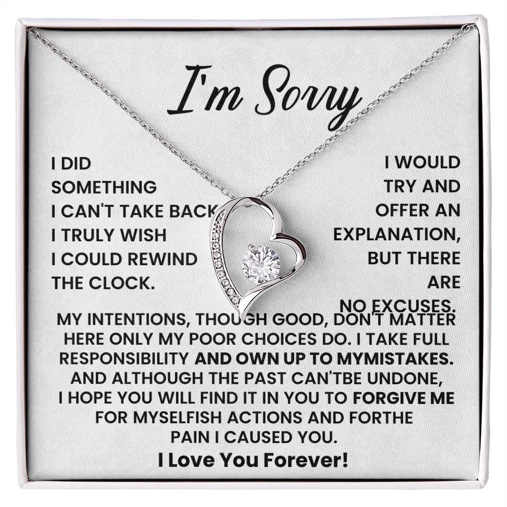 I’m Sorry Necklace – Heart Pendant with Apology Message Card – Meaningful Forgiveness Gift for Partner, Friend, or Loved One – “I Love You Forever”