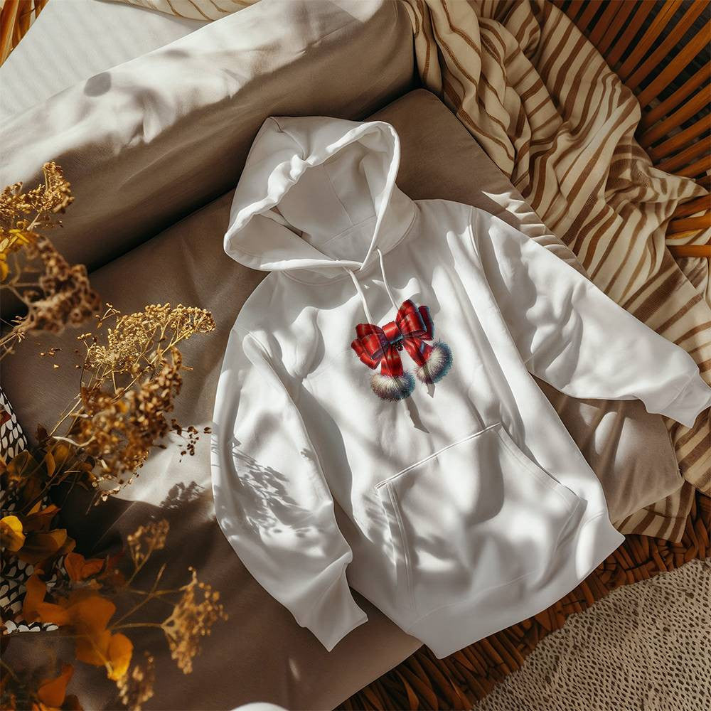 Festive red bow sweatshirt, Holiday themed cozy sweatshirt, Cute winter sweatshirt, Unique Christmas bow design top