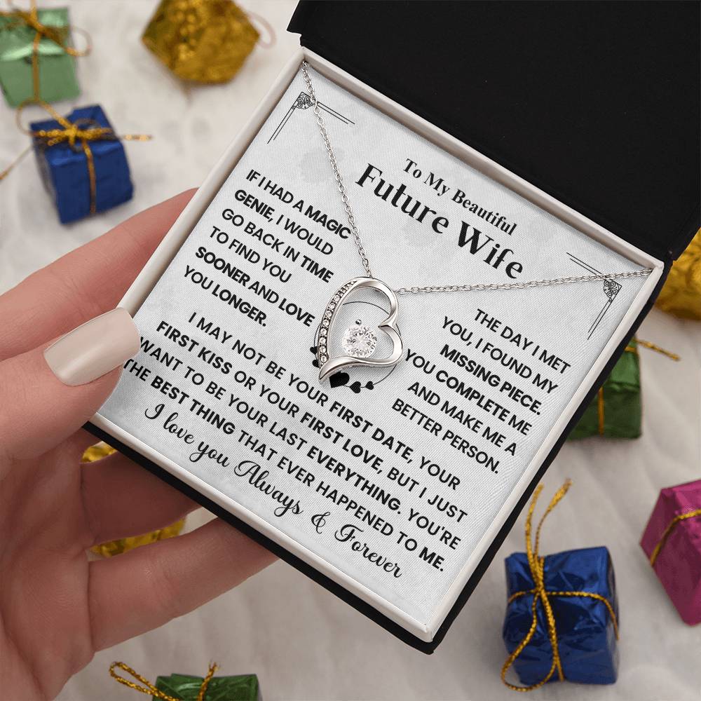 To My Beautiful Future Wife Necklace – Heart Pendant with Romantic Message Card – Engagement Gift, Proposal Keepsake, or Wedding Day Present from Fiancé