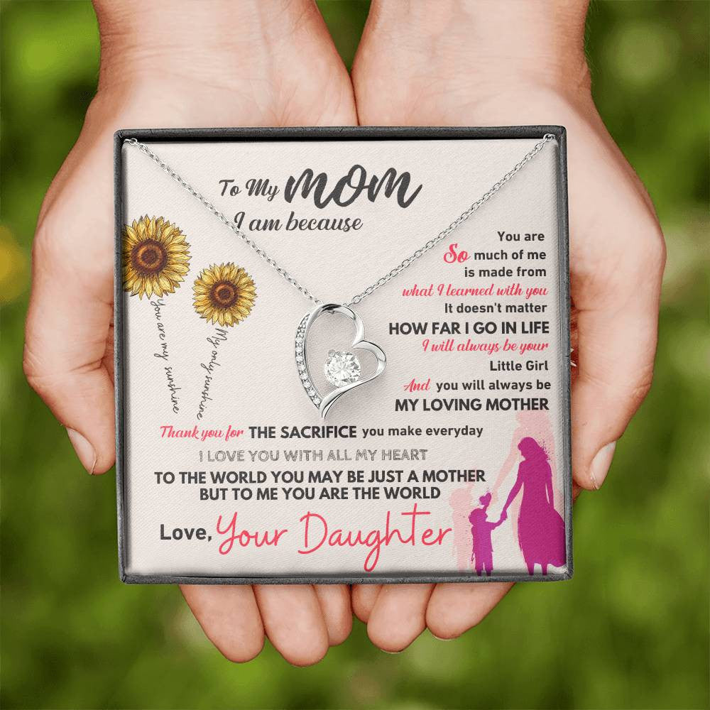 To My Mom Message Jewelry, Forever Love Necklace,  Luxury Jewelry Box