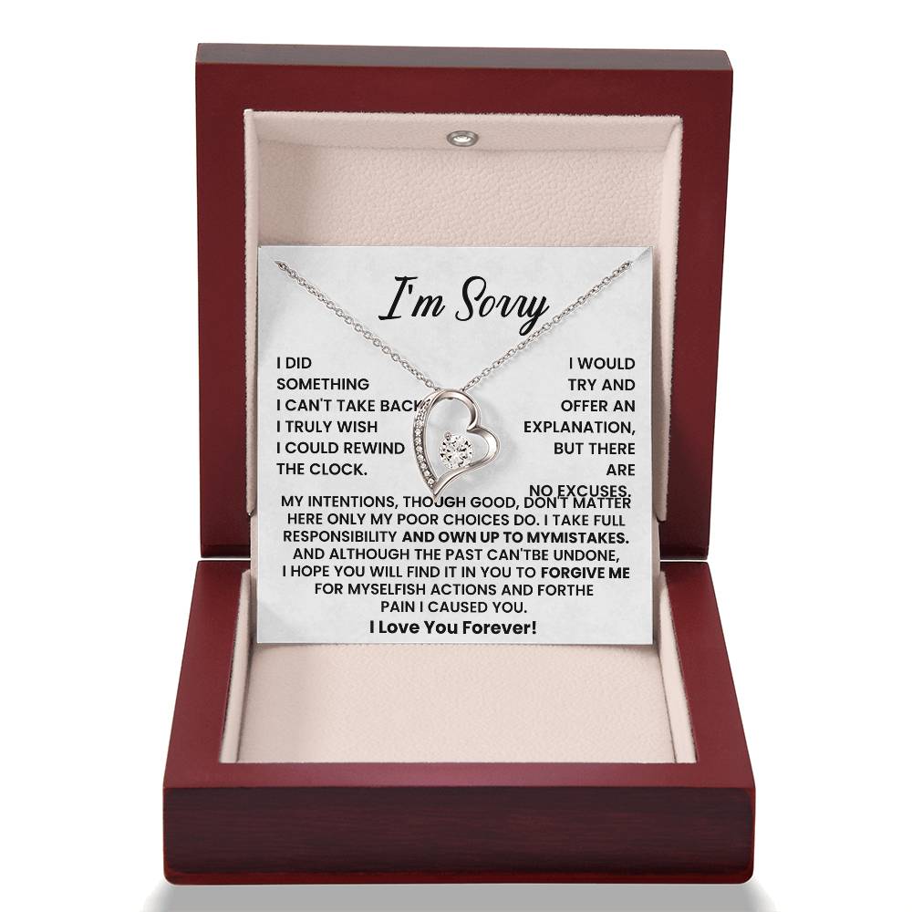 I’m Sorry Necklace – Heart Pendant with Apology Message Card – Meaningful Forgiveness Gift for Partner, Friend, or Loved One – “I Love You Forever”