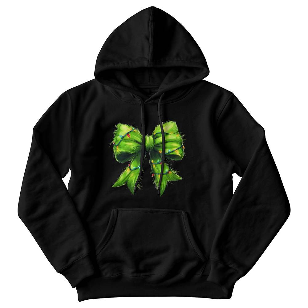 Christmas Green Bow with Lights Sweatshirt, Holiday Festive Wear, Comfortable Casual Top, Holiday Season Apparel, Christmas Gift Idea