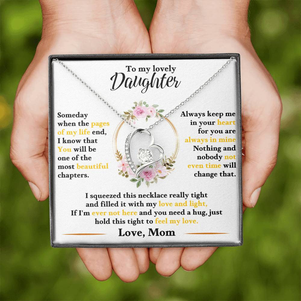 To My Daughter Jewelry Message, Forever Love Necklace,  Luxury Jewelry Box
