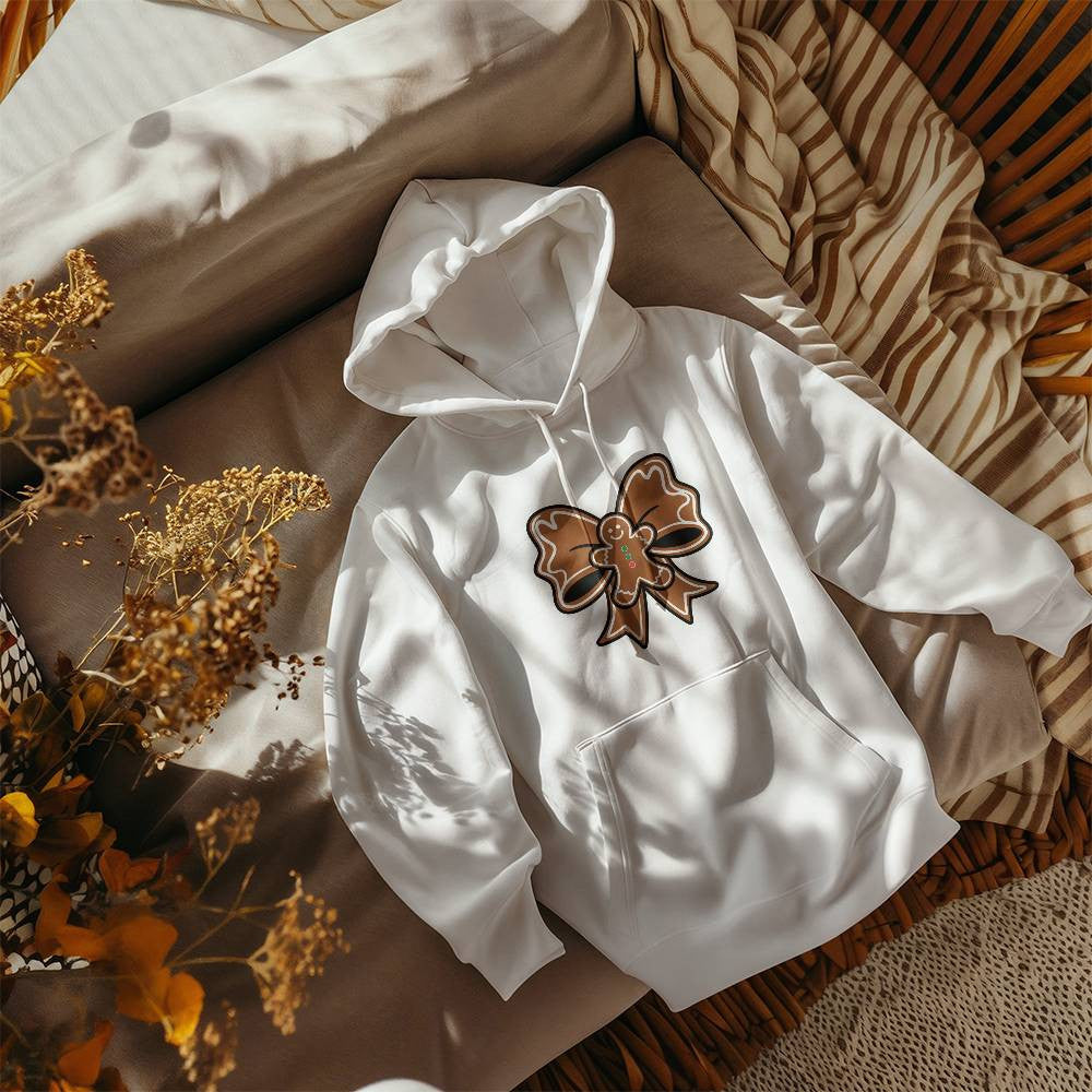 Christmas Gingerbread Bow Sweatshirt, Festive Holiday Top, Christmas Cookie Design Sweater, Cozy Winter Apparel, Christmas Gift Idea
