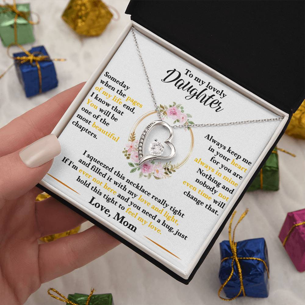 To My Daughter Jewelry Message, Forever Love Necklace,  Luxury Jewelry Box