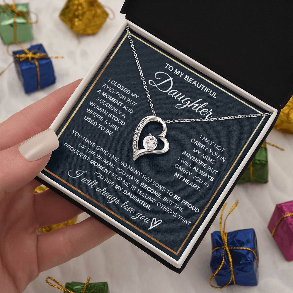 To My Daughter Message Jewelry, Forever Love Necklace,  Luxury Jewelry Box