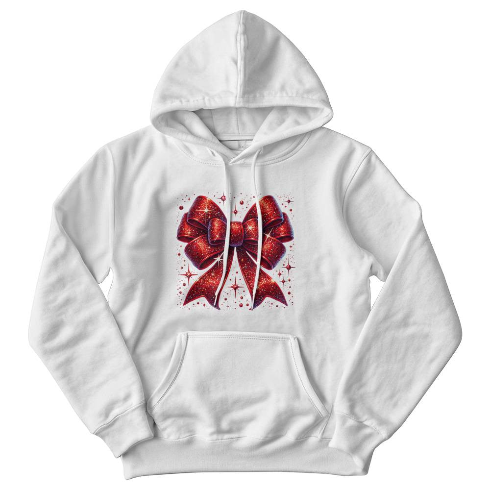 Red Glitter Bow Christmas Sweatshirt, Holiday Sweatshirt, Festive Christmas Apparel, Sparkling Bow Sweatshirt, Xmas Gift Idea