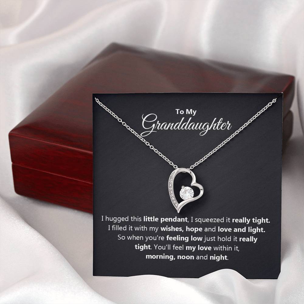 To My Granddaughter Necklace – Heart Pendant with Message Card – Gift from Grandma or Grandpa – “I Hugged This Pendant” Poem Keepsake – Sentimental Jewelry for Granddaughte