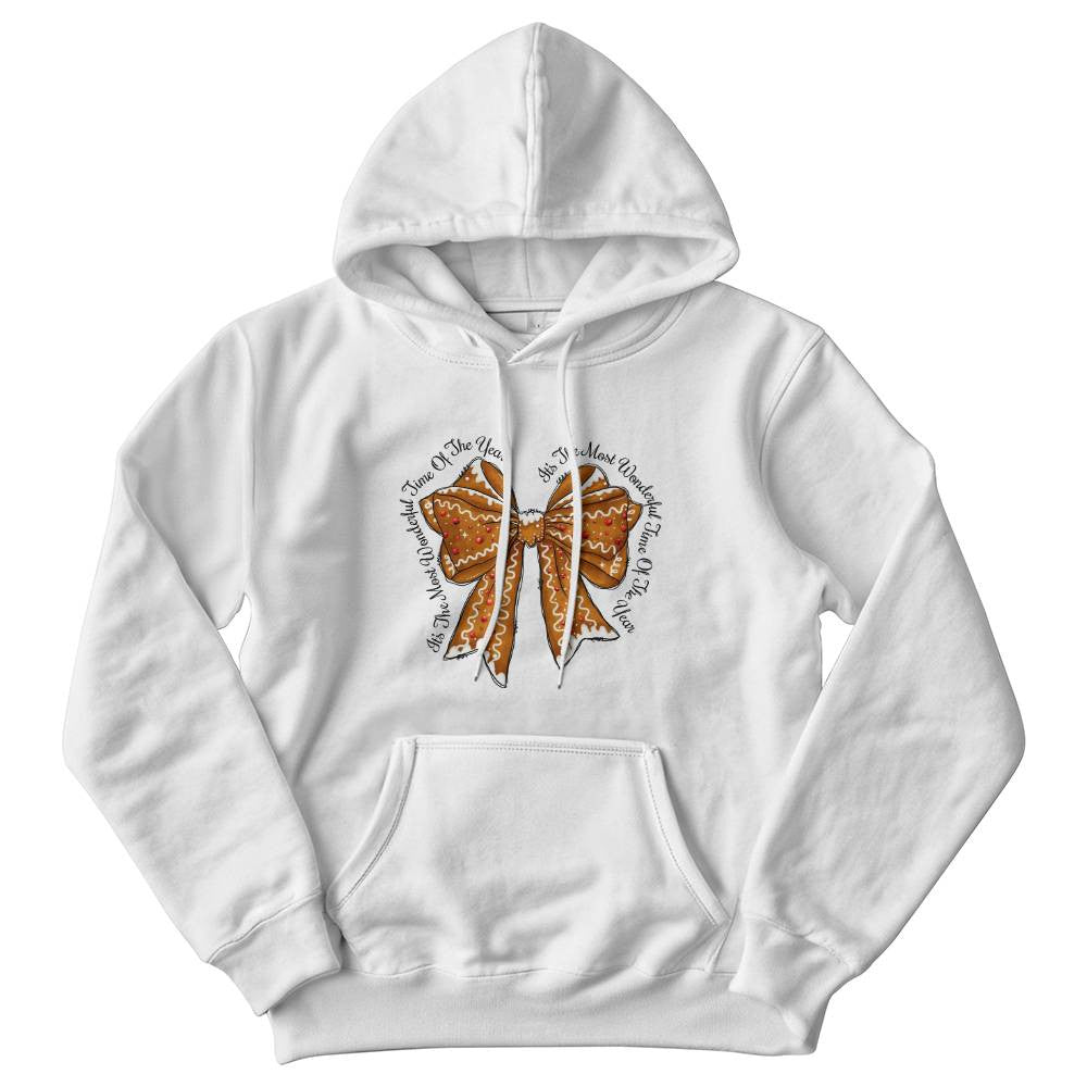 Festive Gingerbread Bow Sweatshirt, Holiday Season Cozy Wear, Warm Winter Casual Outfit, Gift Idea