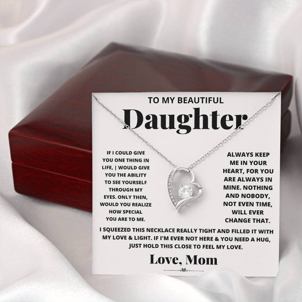 To My Daughter Message Jewelry, Forever Love Necklace,  Luxury Jewelry Box