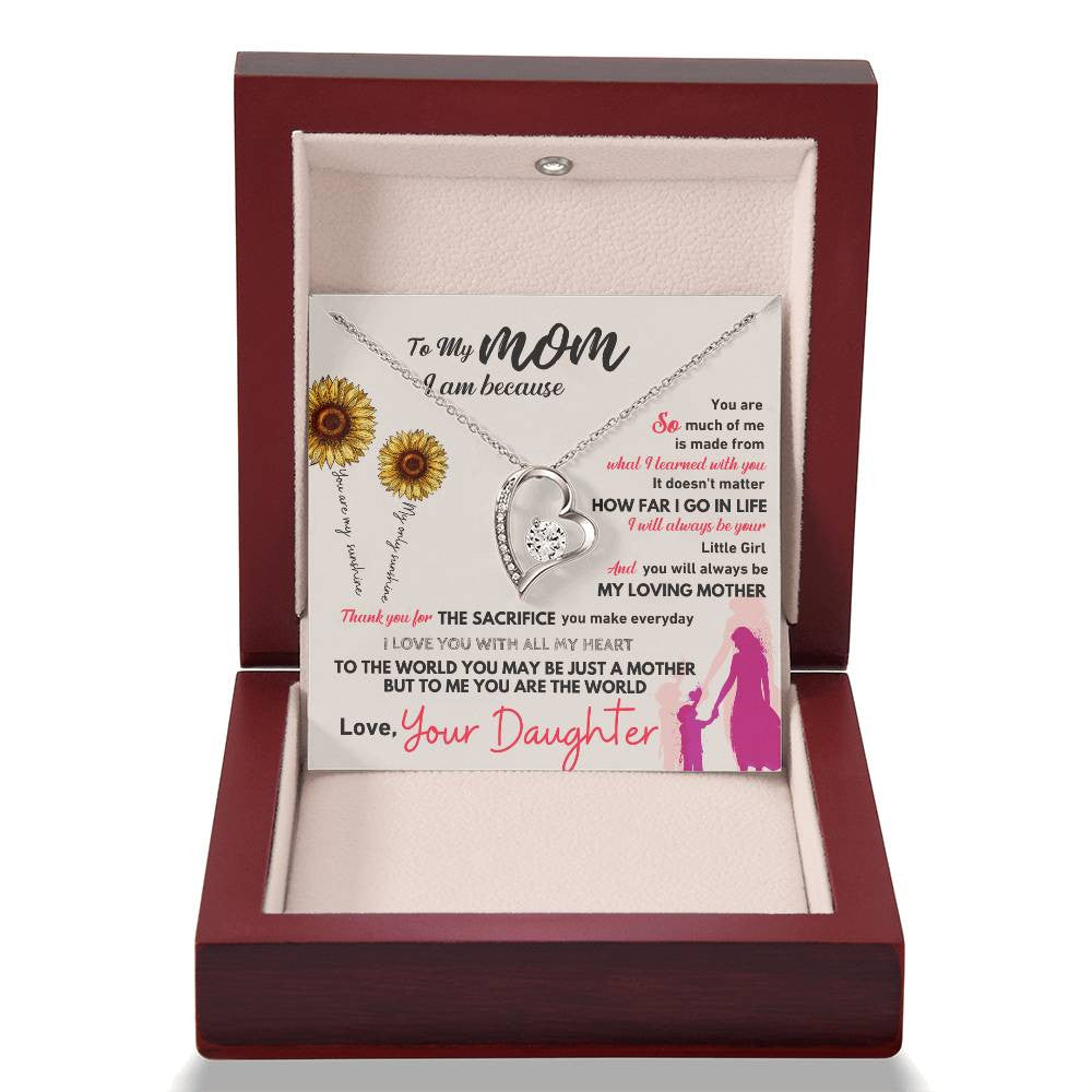 To My Mom Message Jewelry, Forever Love Necklace,  Luxury Jewelry Box