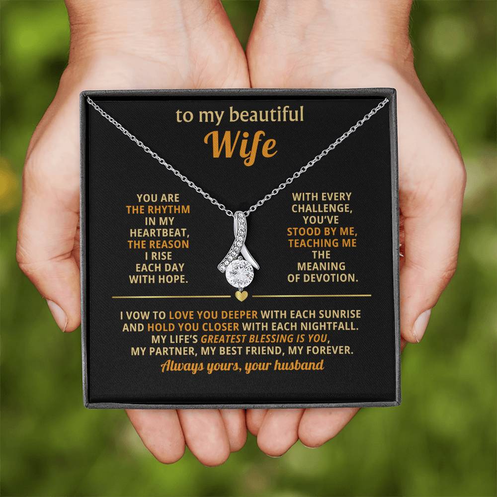 To My Beautiful Wife NecklTo My Beautiful Wife Necklace – Gold Heart Pendant – Devoted Husband Gift – Anniversary, Valentine’s, Birthday, Romantic Message Card Jewelryace – Pendant – Devoted Husband Gift – Anniversary, Valentine’s, Birthday, Romantic Mess