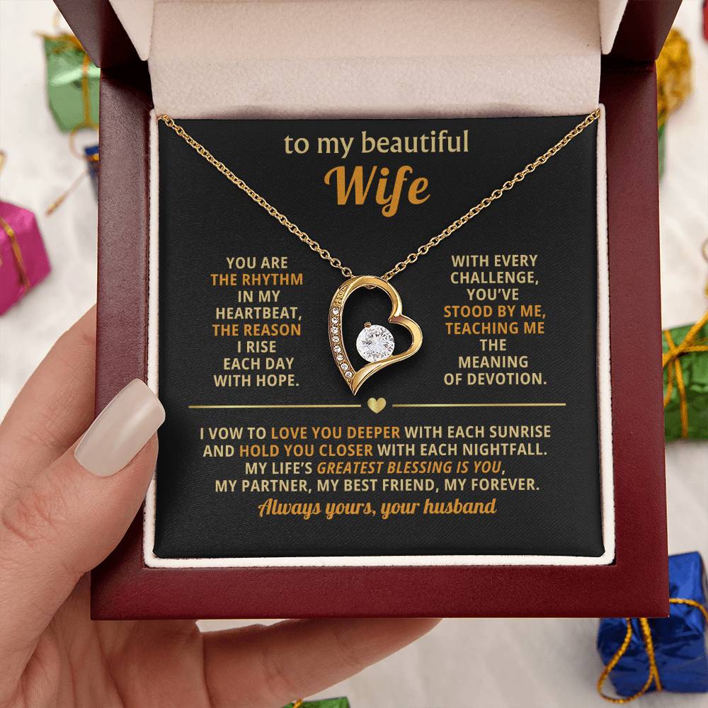 To My Beautiful Wife NecklTo My Beautiful Wife Necklace – Gold Heart Pendant – Devoted Husband Gift – Anniversary, Valentine’s, Birthday, Romantic Message Card Jewelryace – Pendant – Devoted Husband Gift – Anniversary, Valentine’s, Birthday, Romantic Mess