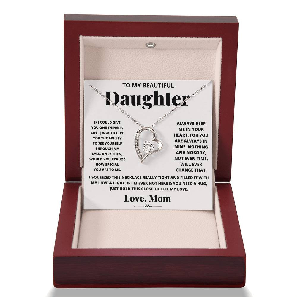 To My Daughter Message Jewelry, Forever Love Necklace,  Luxury Jewelry Box