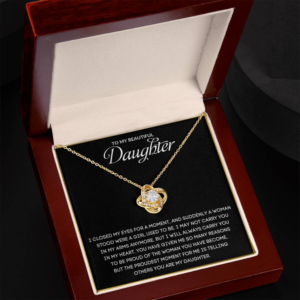 To My Beautiful Daughter | I Will Always Carry You In My Heart - Love Knot Necklace