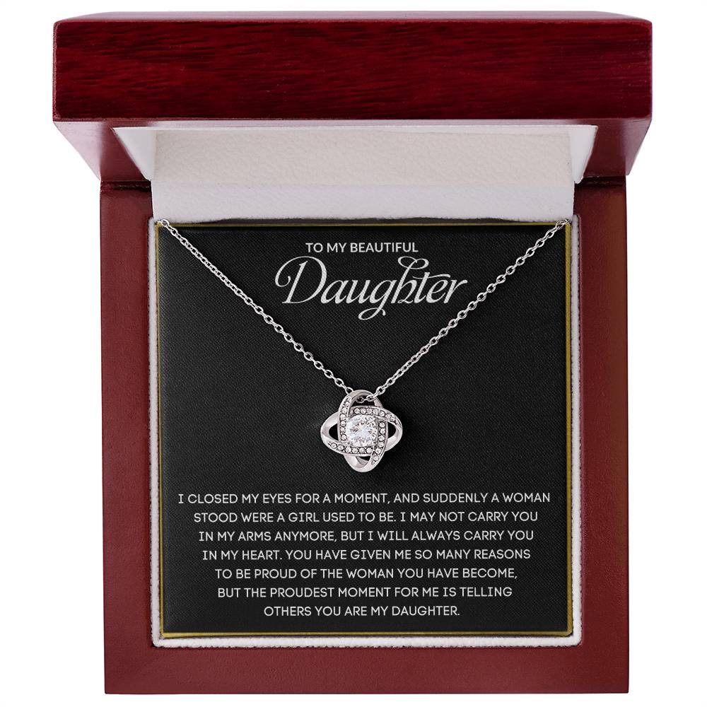 To My Beautiful Daughter | I Will Always Carry You In My Heart - Love Knot Necklace