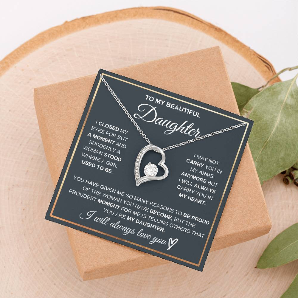 To My Daughter Message Jewelry, Forever Love Necklace,  Luxury Jewelry Box
