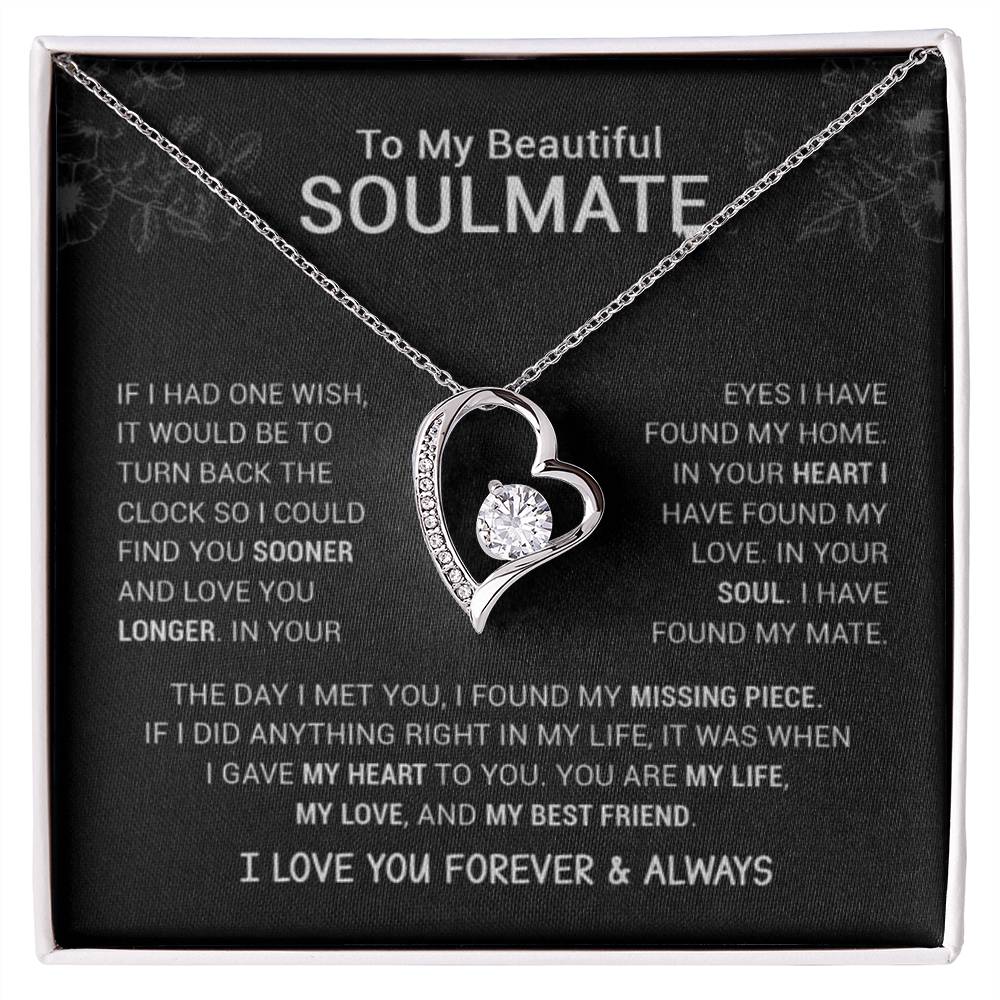 To My Beautiful Soulmate Necklace – Romantic Heart Pendant with Message Card – Anniversary Gift for Wife, Girlfriend, or Partner – Love You Forever Jewelry