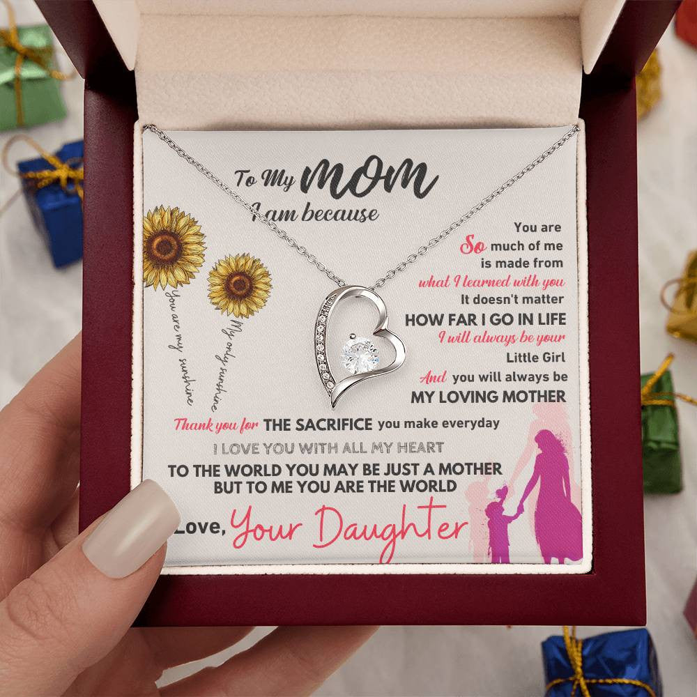 To My Mom Message Jewelry, Forever Love Necklace,  Luxury Jewelry Box