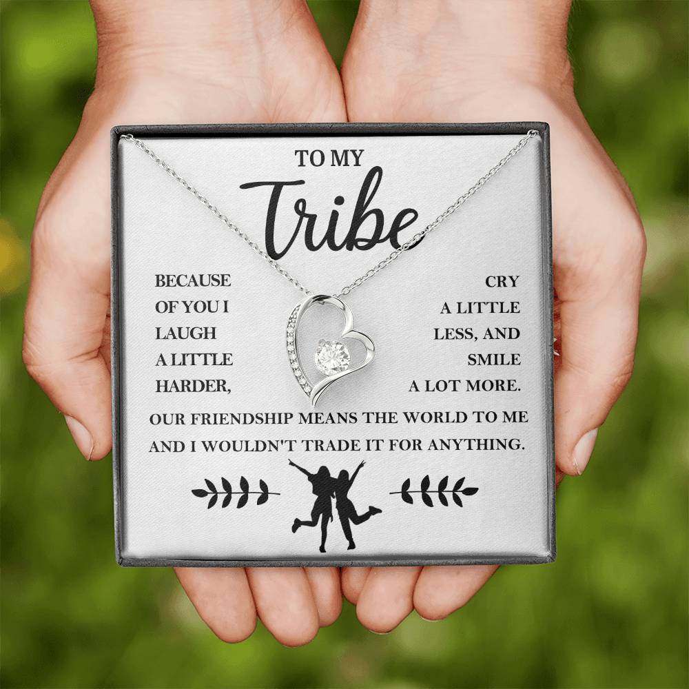 To My Tribe Necklace – Heart Pendant with Friendship Message Card – Meaningful Gift for Best Friends, Sisters, or Bridesmaids – “Our Friendship Means the World”
