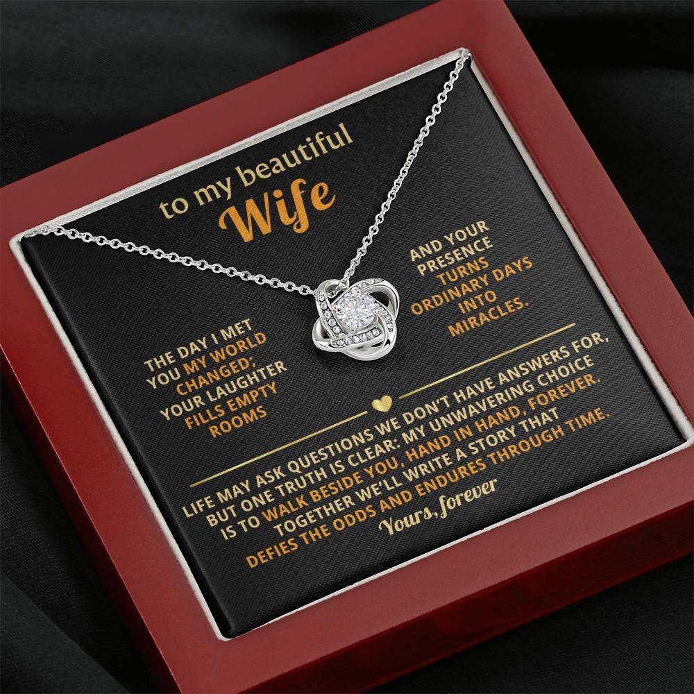 To My Wife Necklace – Love Pendant – Romantic Anniversary Gift from Husband – Strong Love Message Card Jewelry