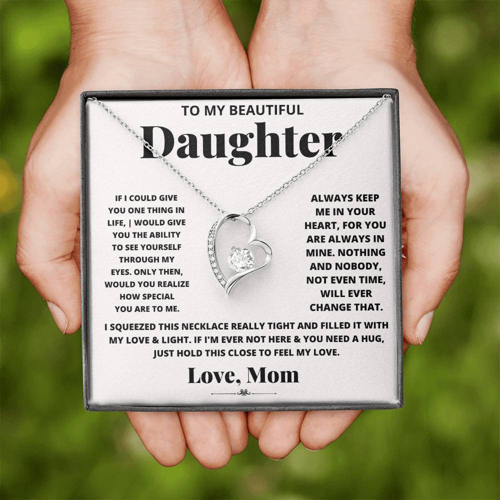 To My Daughter Message Jewelry, Forever Love Necklace,  Luxury Jewelry Box