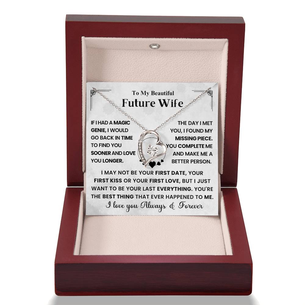 To My Beautiful Future Wife Necklace – Heart Pendant with Romantic Message Card – Engagement Gift, Proposal Keepsake, or Wedding Day Present from Fiancé