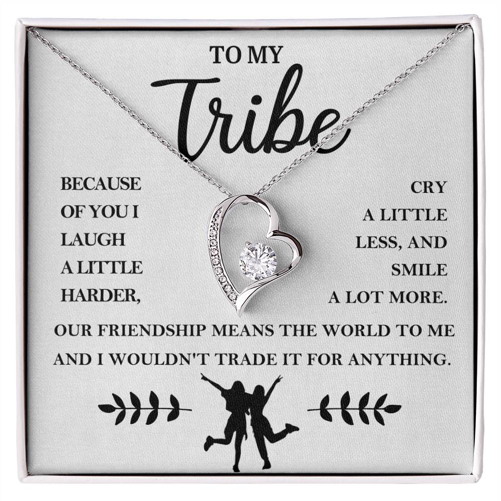 To My Tribe Necklace – Heart Pendant with Friendship Message Card – Meaningful Gift for Best Friends, Sisters, or Bridesmaids – “Our Friendship Means the World”