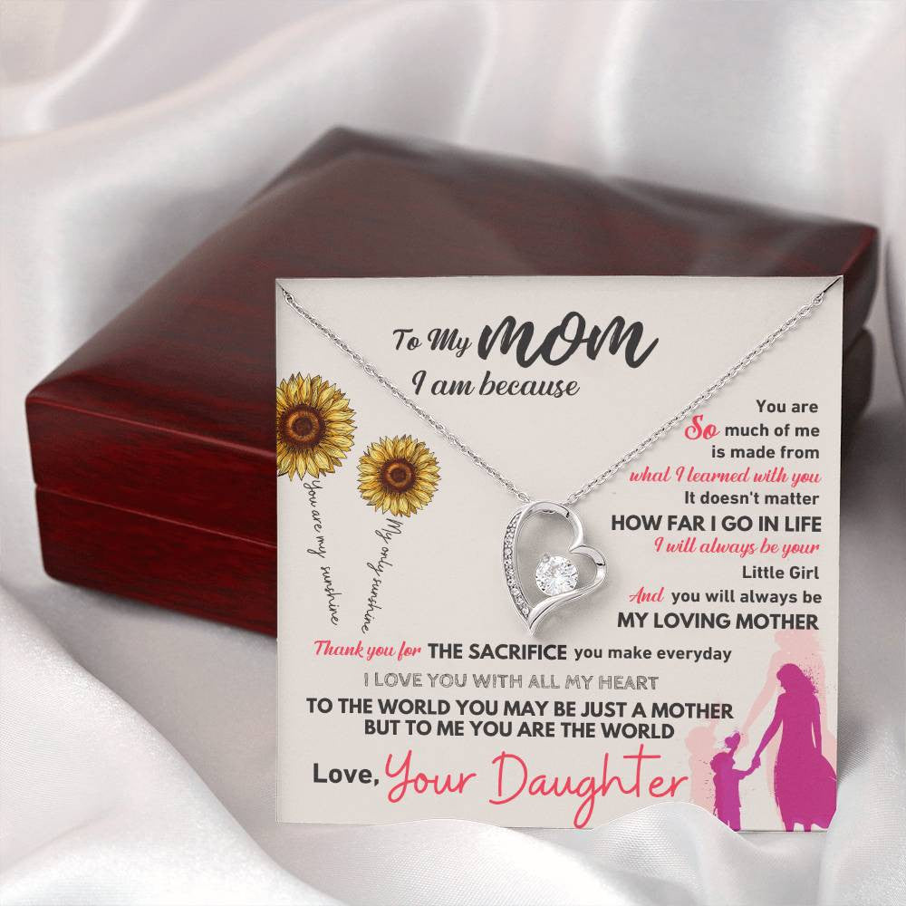 To My Mom Message Jewelry, Forever Love Necklace,  Luxury Jewelry Box