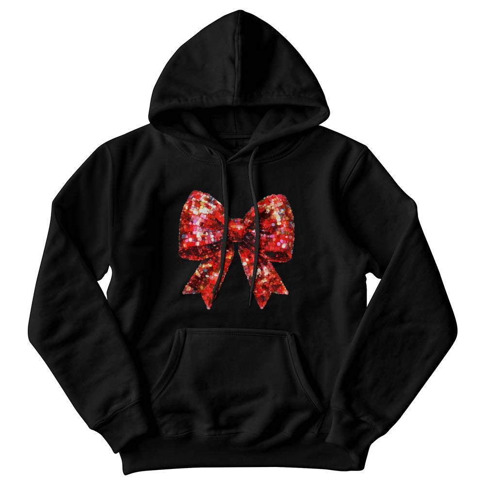 Red Glitter Bow Christmas Sweatshirt, Holiday Sweatshirt, Festive Christmas Apparel, Sparkling Bow Sweatshirt, Xmas Gift Idea