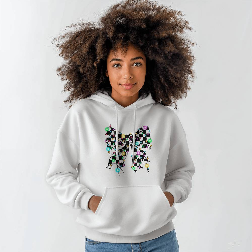 Christmas Lighting bow Sweatshirt, Holiday Sweatshirt, Festive Christmas Apparel, Christmas Light Bow Sweatshirt, Xmas Gift Idea